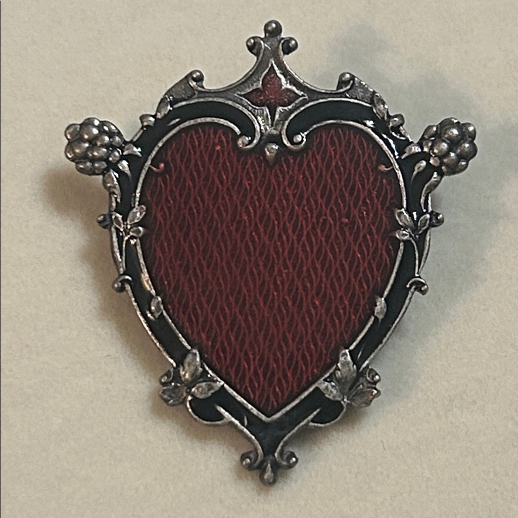 Catherine Popesco France Enamel Red Heart Brooch Dainty